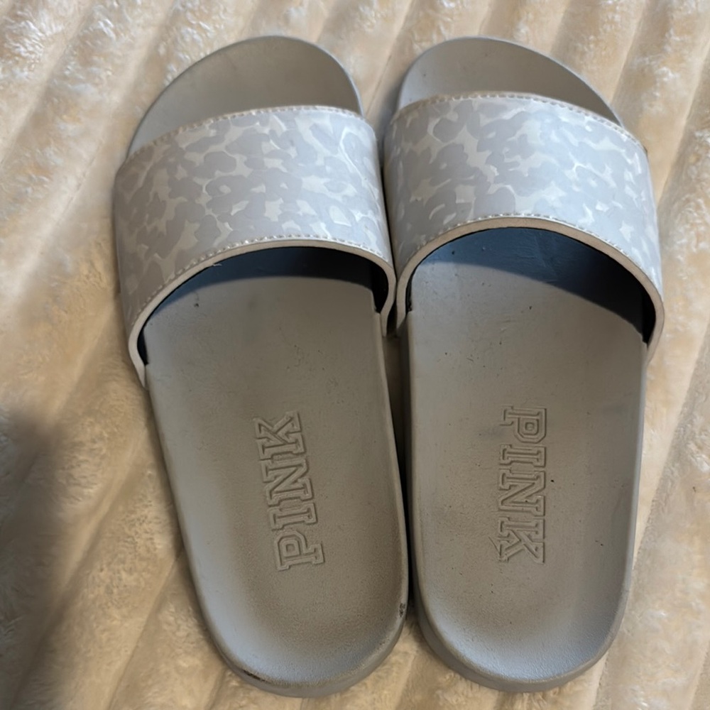 PINK Victoria's Secret Gray Slide Sandals